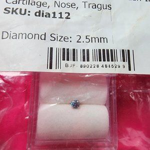 Teal Blue Diamond Stud, Cartilage Nose